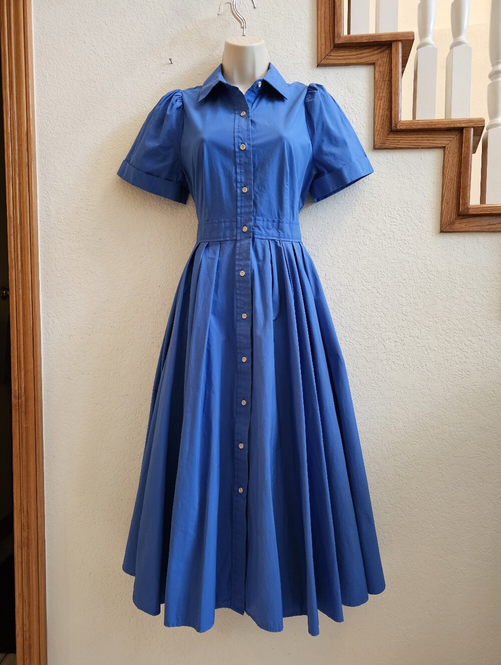 Alexis Royal Blue Button-Front Midi Dress Size S EUC